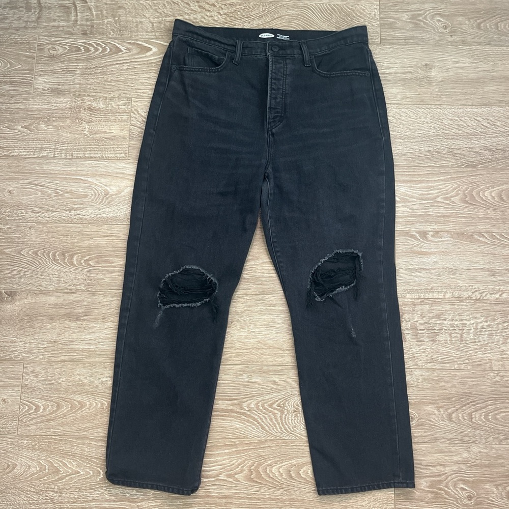 Old Navy Black Boyfriend Jeans Distressed